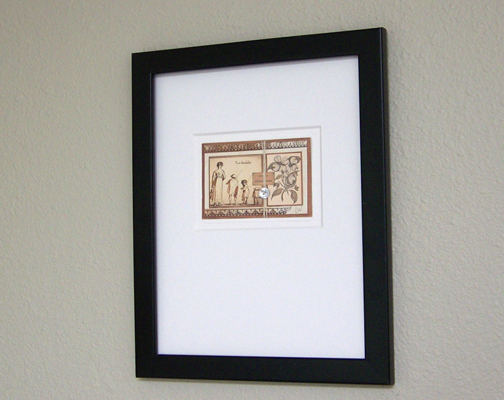 Original Mixed Media Assemblage Wall Decor Art - The Walk Matted to 11x14