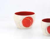 Noodle bowl minimal in white and red - claylicious