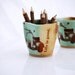 Mug with scooter 70's retro in golden brown and mint
