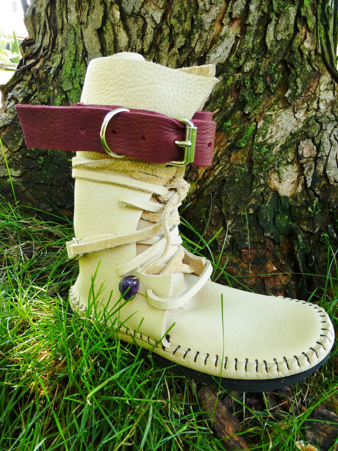 Cream Indie Buffalo Hide Moccasin