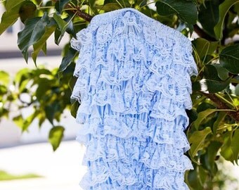 Chicaboo Light Blue Bubble lace petti romper / ruffles bloomer..you choose size