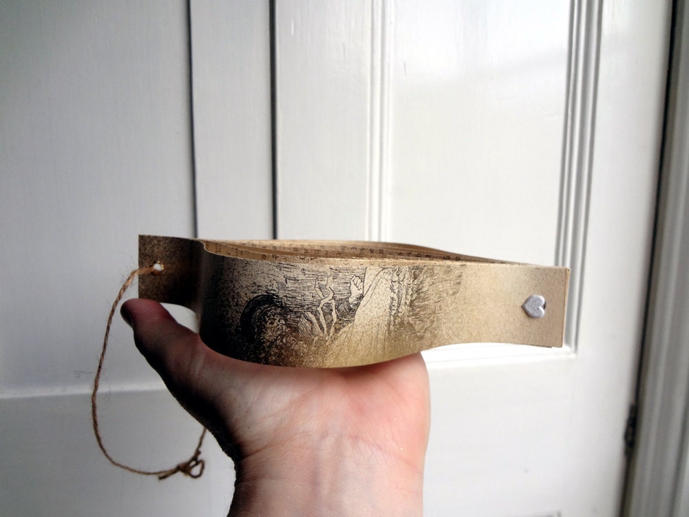 Home decor Vintage Dickens Book Paper Ornament Rustic Gold