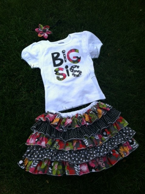BIG SIS ruffle skirt with matching shirt and free headband