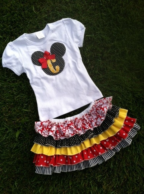 Minnie Mouse Ruffle skirt and matching t shirt