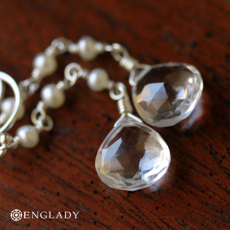 Ashford White Topaz and Freshwater Pearl, Sterling Silver Earrings