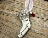 Personalized  Name Child's Christmas Ornament stocking custom with year