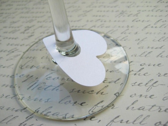 Wedding White Paper Wine Glass Tags Charms Markers by Flutters