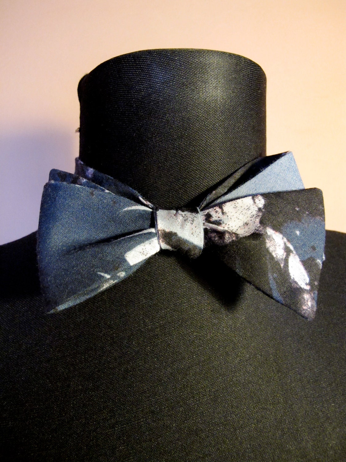 Reversible Bow Tie in African Print and Blue Cotton
