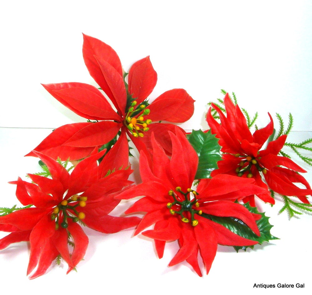 vintage plastic poinsettia christmas floral picks by vintage plastic poinsettia christmas floral picks by