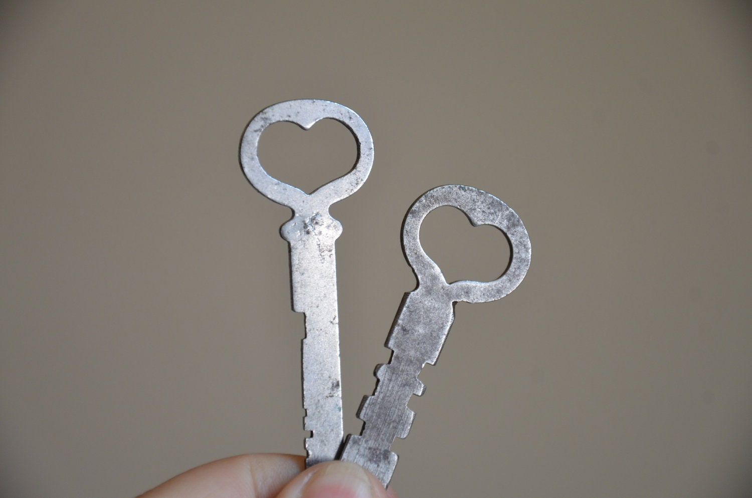 Pair of Vintage Heart Shaped Keys.