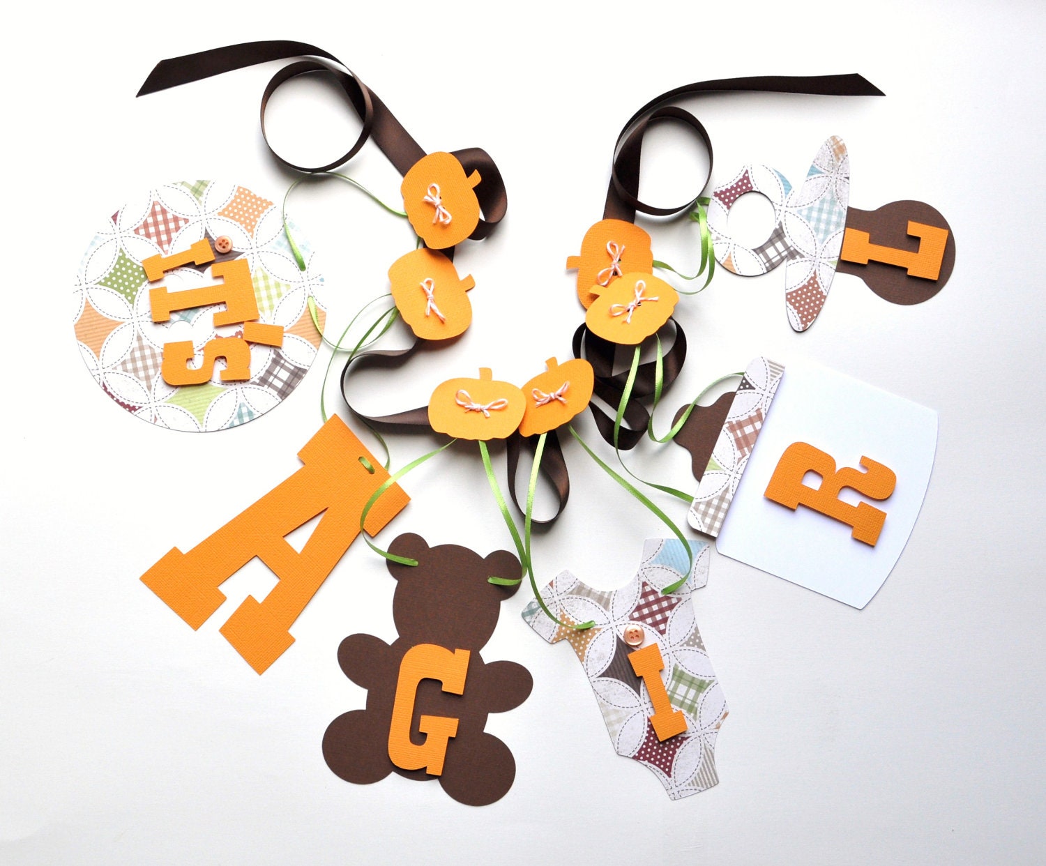 Country baby shower decorations it's a girl banner in orange and brown by ParkersPrints on Etsy Il_570xn