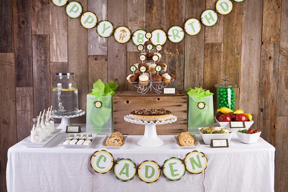 HAPPY BIRTHDAY Banner - King of the Jungle Themed Party Decorations, Jungle Birthday Party - Brown, Yellow, Green