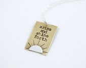 Arise and Shine Forth Handstamped Sterling Silver and Brass Neckace - YW Theme - LDS Inspired Jewelry Necklace
