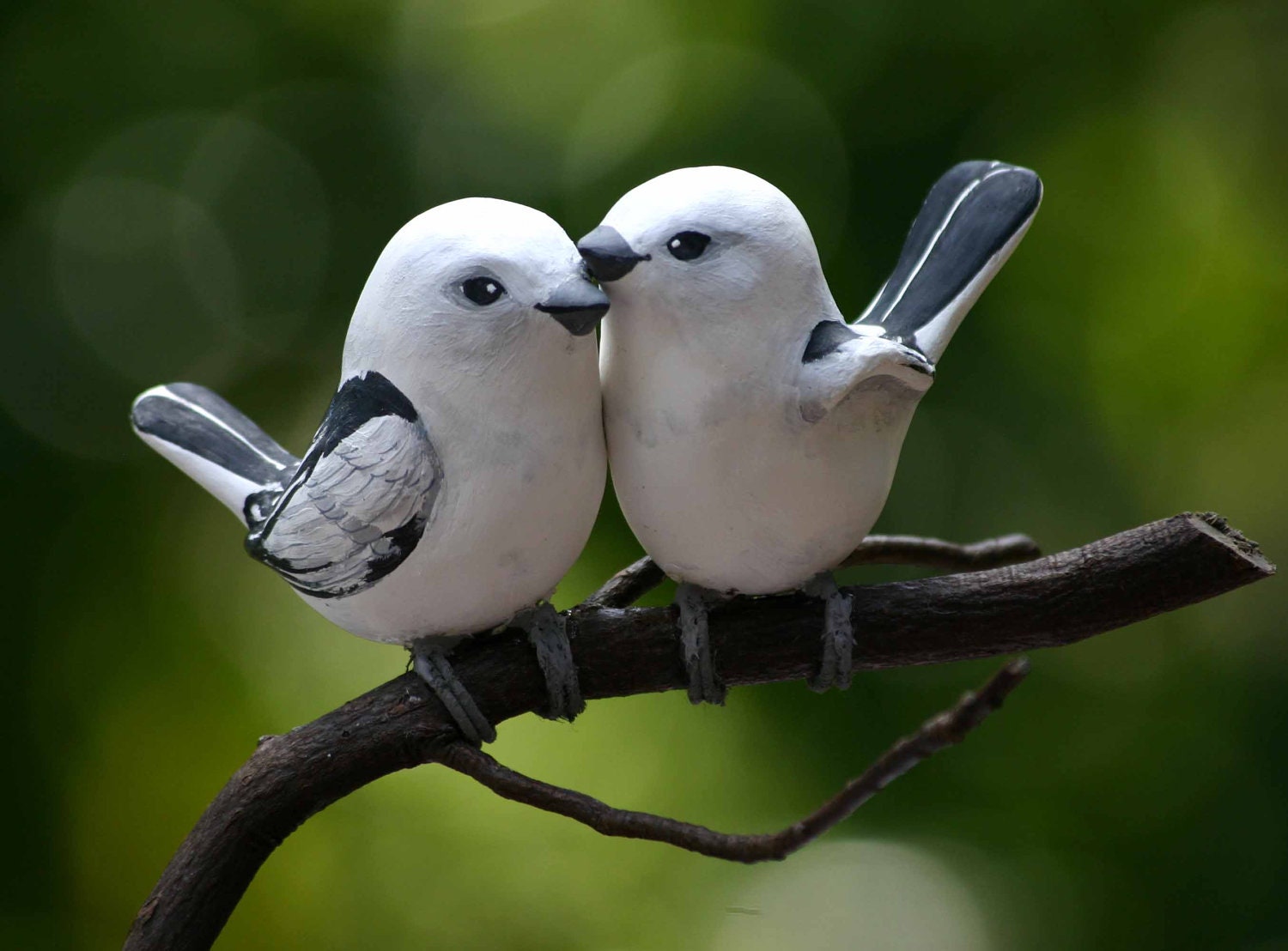Snow Bunting Love Birds handmade wedding cake topper