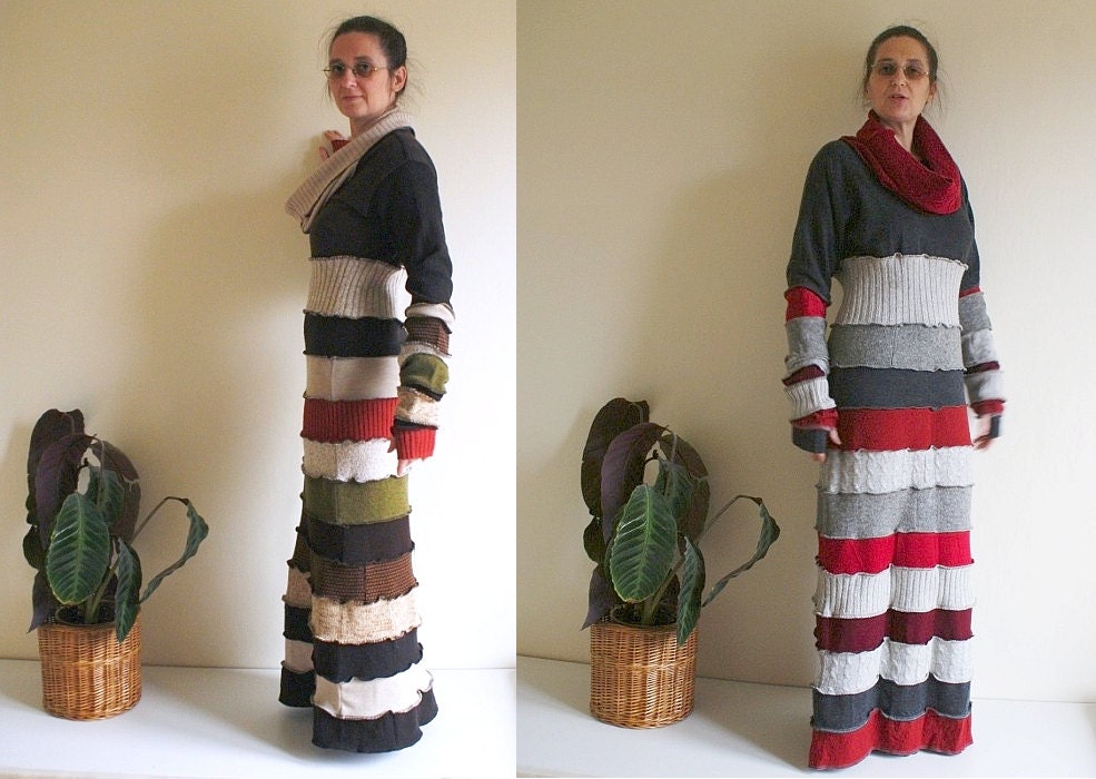 Long sweater dress Upcycled womans clothing Made to order Repurposed sweater Upcycled fashion Eco-friendly Style