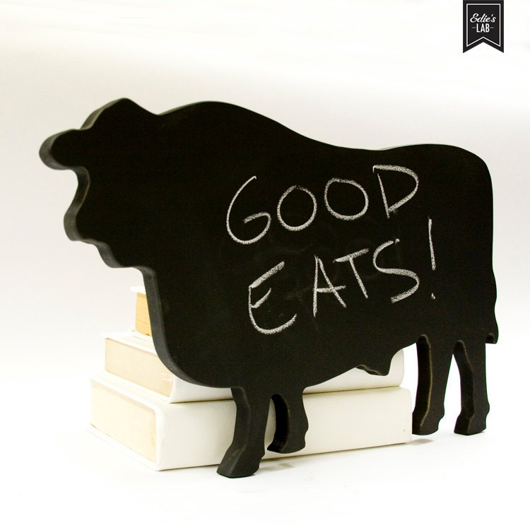 Cow Shaped Blackboard Wood Kitchen Sign