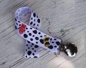 Fireman Pacifier Clip- Dalmation Spots- Fire Hydrants- Fireman Boots- Infants- Babys- Ready To Ship