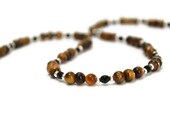 Long Brown Necklace, Chocolate Black Tiger Eye Jewelry Coffee Mocha Harvest Autumn Fall Fashion Gift Under 30