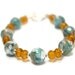 Tan Bracelet, Turquoise, Cream, Sand, Teal, Fashion, Tropical Beach, Mustard, Yellow,Gift For Her Under 20
