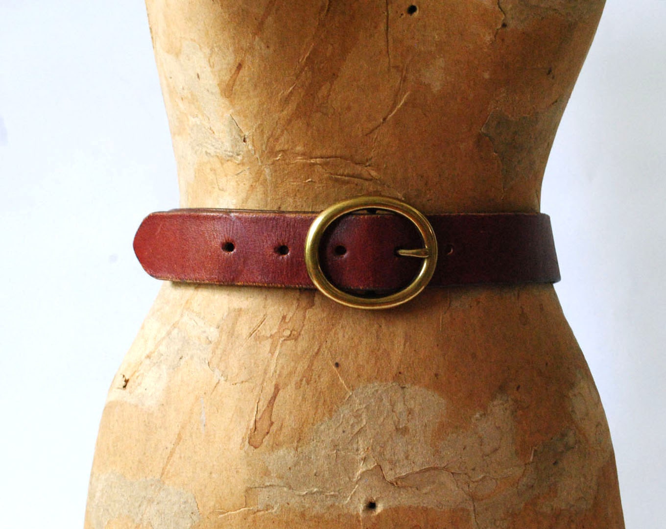 Vintage LL Bean Brown Cowhide Leather Belt Size Small 30