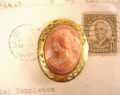 Vintage 10K Gold Plated Cameo Brooch