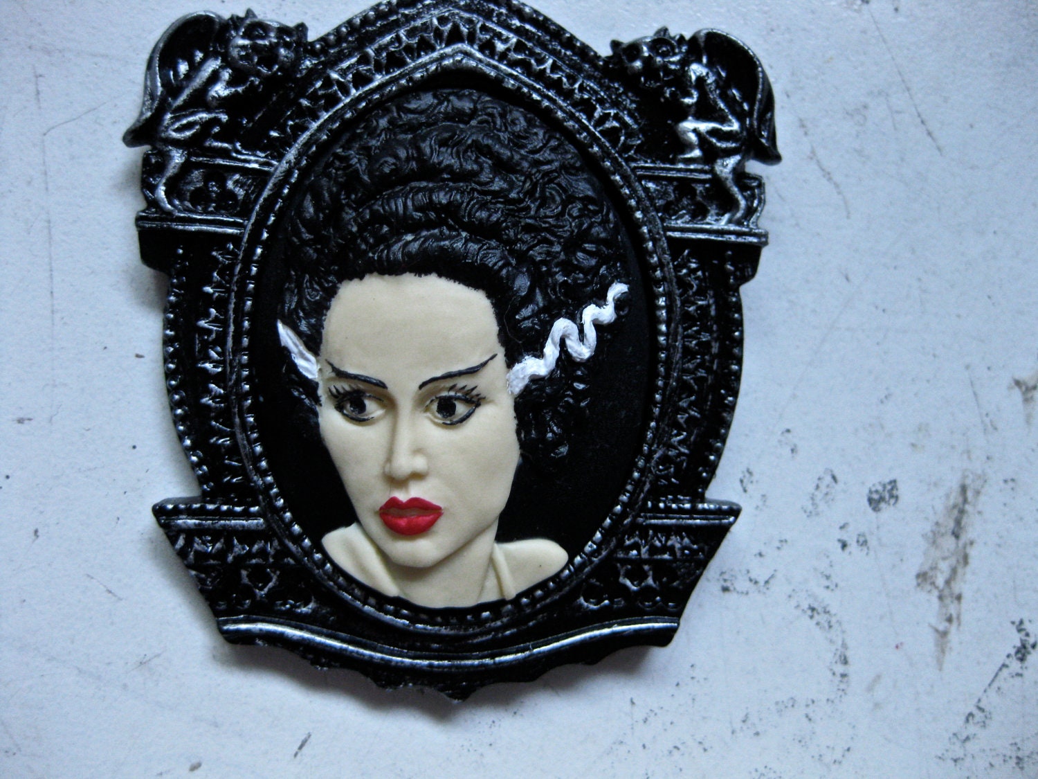 Bride of Frankenstein Crypt Cameo Necklace