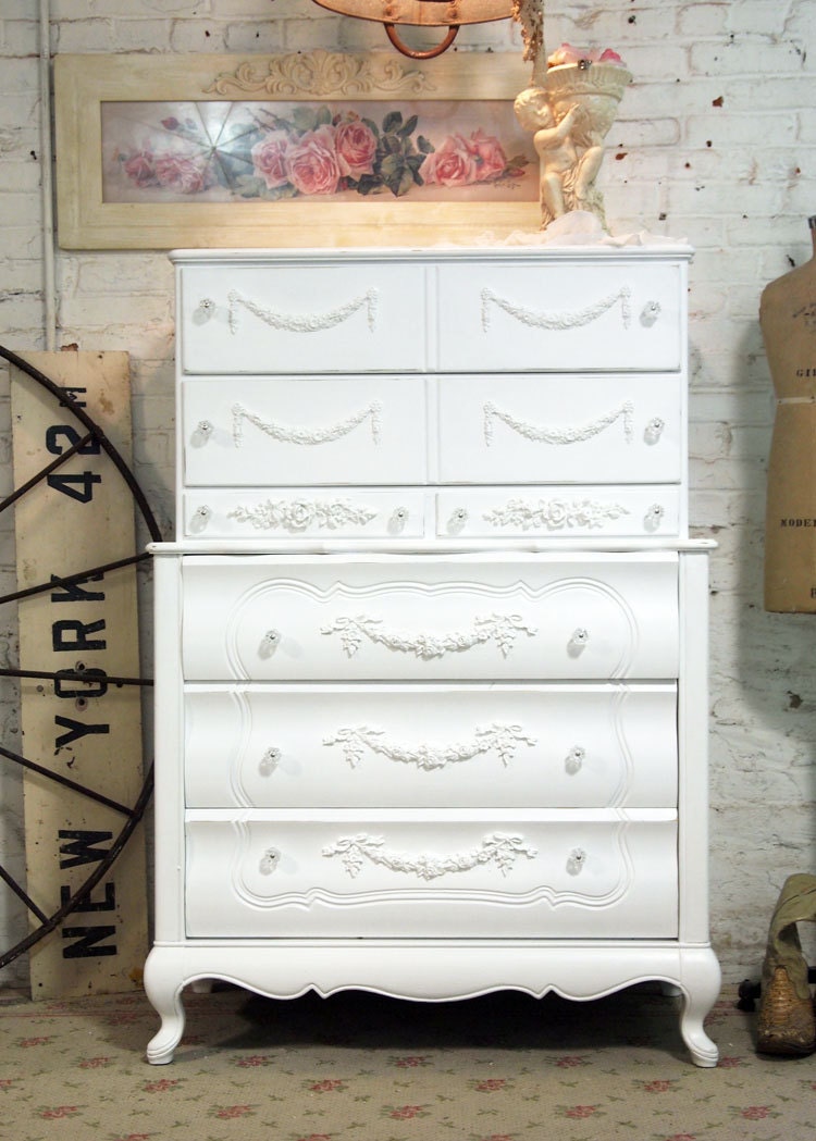 Painted Cottage Chic Shabby White French Dresser CH381