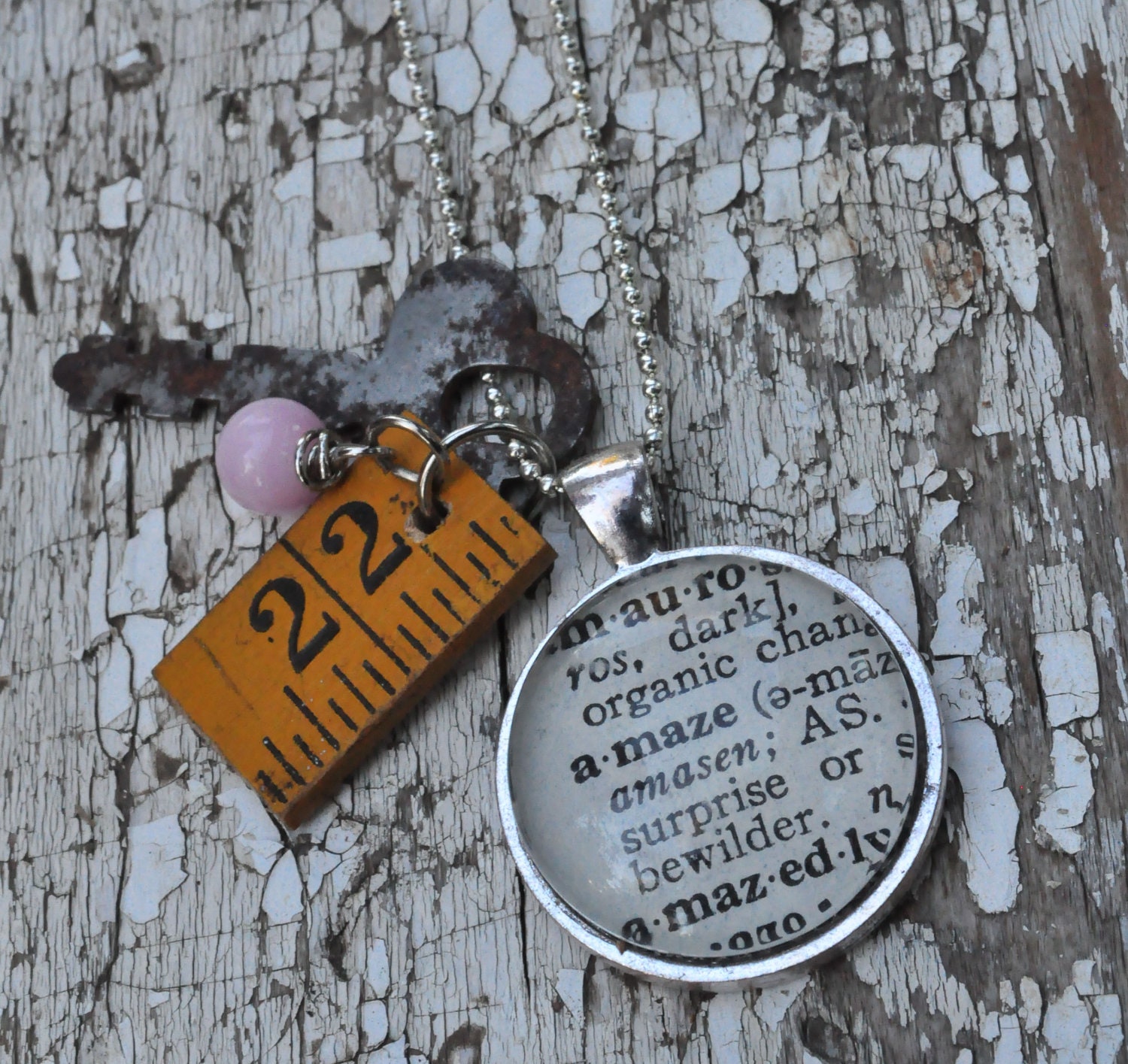 Vintage Dictionary Word Necklace Pendant AMAZE