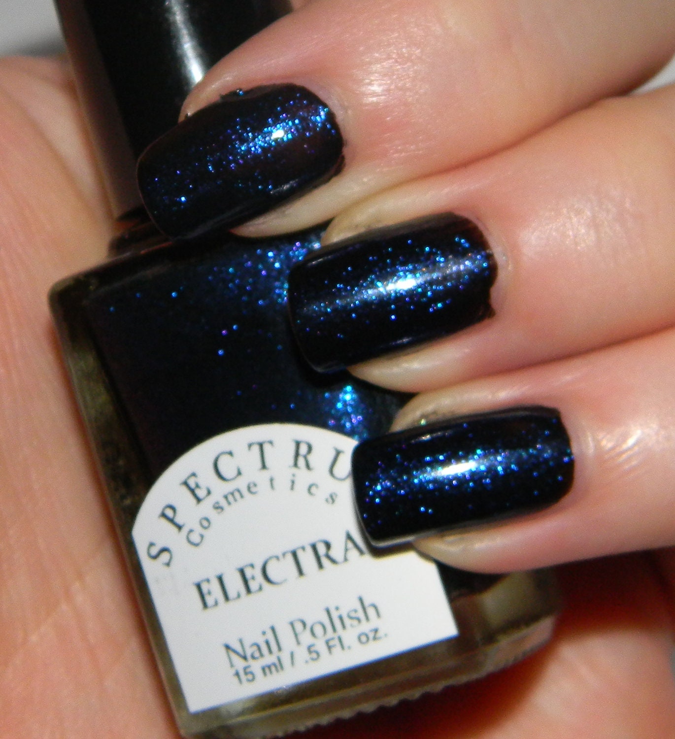 Black Nail Polish with Blue Sparkle ELECTRA
