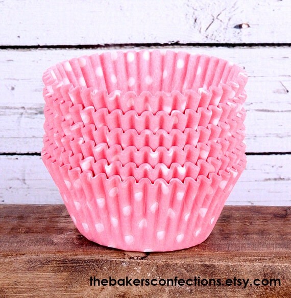 Light Pink Polka Dot Cupcake Liners Pastel by thebakersconfections