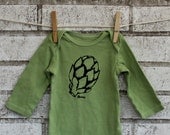Long Sleeve Artichoke Baby Onesie, Long Sleeved, Apple green or custom colors