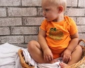Garden Pumkin Onesie, Short Sleeved Cotton Baby Bodysuit, dyed orange or custom colors