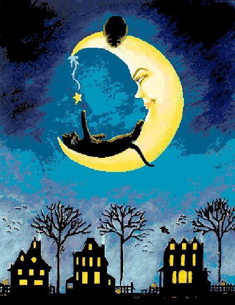 Cross Stitch Pattern PDF - Halloween Cross Stitch Black Cat Chart PDF