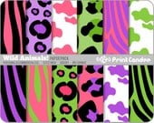Wild Animals Paper Pack (12 Sheets) - BUY 2 GET 2 FREE - Personal and Commercial Use - jungle animal skin zebra leopard cow