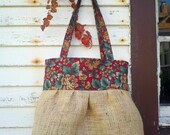 Handmade Pleated Hobo Gathered Shoulder Bag Purse - Burlap Tote