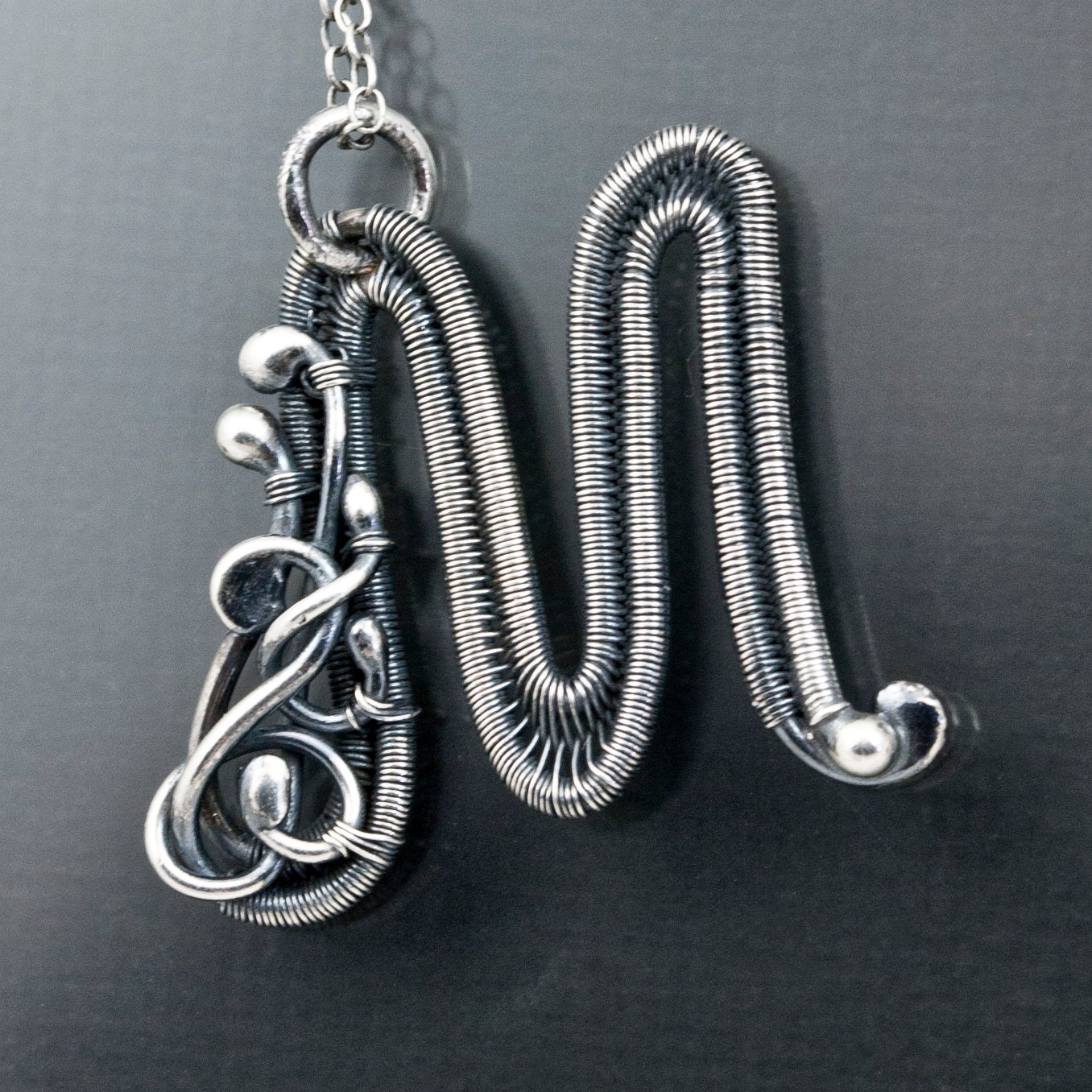 Fine Silver Monogram Initial Pendant - Letter M Pendant - Monogram Initial Jewelry