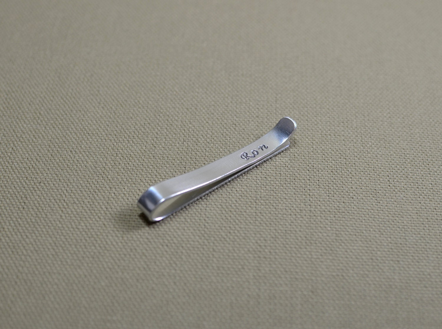 Personalized handmade sterling silver tie bar for a special dad