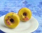 Polymer Clay Food - Colorful Donut Earrings in Sugared Sunrise 30%OFF