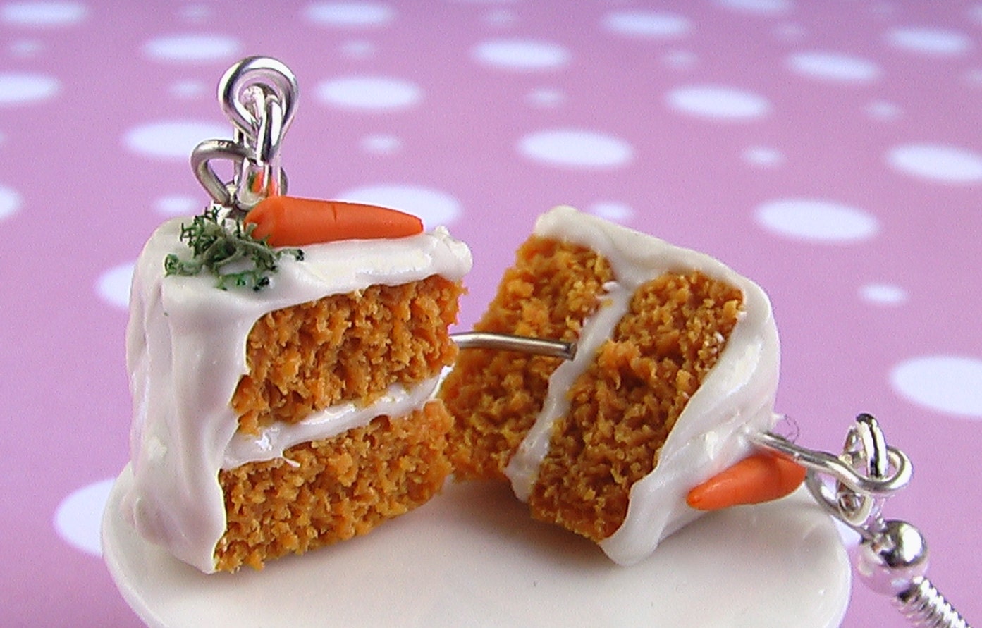 Cake Earrings Luscious Carrot Earrings with Cream Cheese Frosting - mousemarket