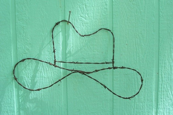 Items similar to Barbed Wire Art Cowboy Hat Southwestern Decor on Etsy