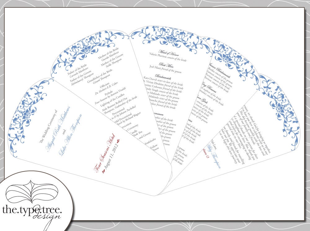 Fan Wedding Program - Customizable PDF File