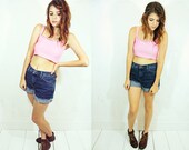 Pink Corduroy Crop Top S M