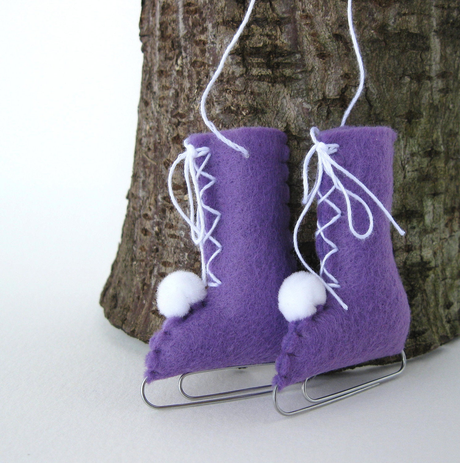 Felt Ice Skates Ornament Violet Puple Eco-Friendly Recycled olyteam