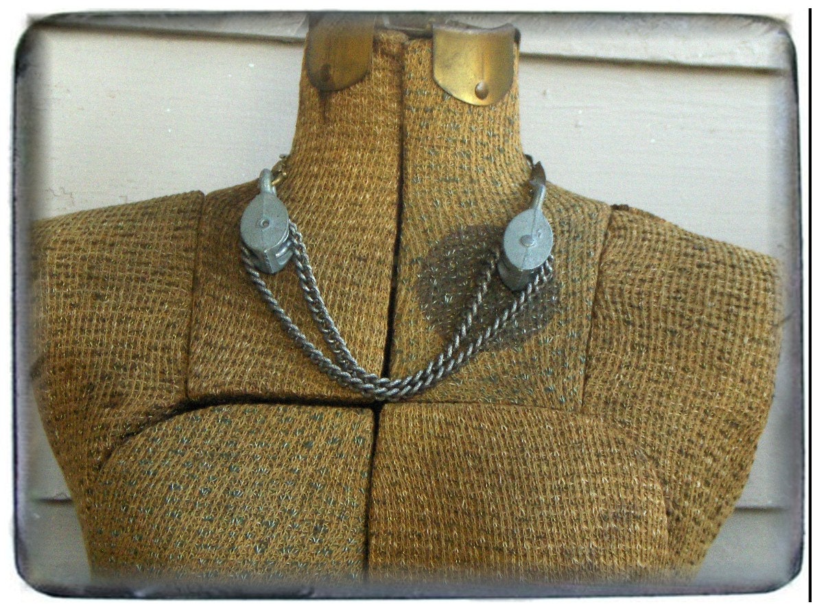 Pull Me. Vintage pully upcycled necklace assemblage.