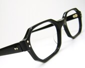 Vintage 70s Black Big Lens Cateye Eyeglasses Eyewear Frame SRO Optics NOS