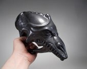 Wicked Dragon Beer Mug - Drinking Horn -  Satin Black Glaze - 22oz - Drink from a Dragons Head