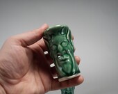 Pan shot glasses - a pair -  Forest Green glaze -decorative and functional stoneware pottery