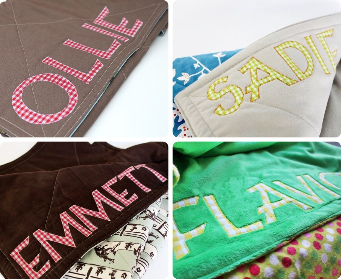 Custom Personalized Baby Blanket - Add A Name To Any Peppermint Pinwheels Blanket or Playmat.  Up to 10 letters