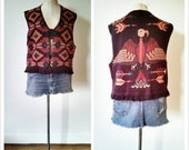 Sale Vintage 1980s Sweater Vest / South West Knit Vest  / South West Vest /  80s Bohemian Vest