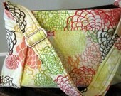 Cream Floral Explosion Hobo Pleated  Bag including Matching Key Fob